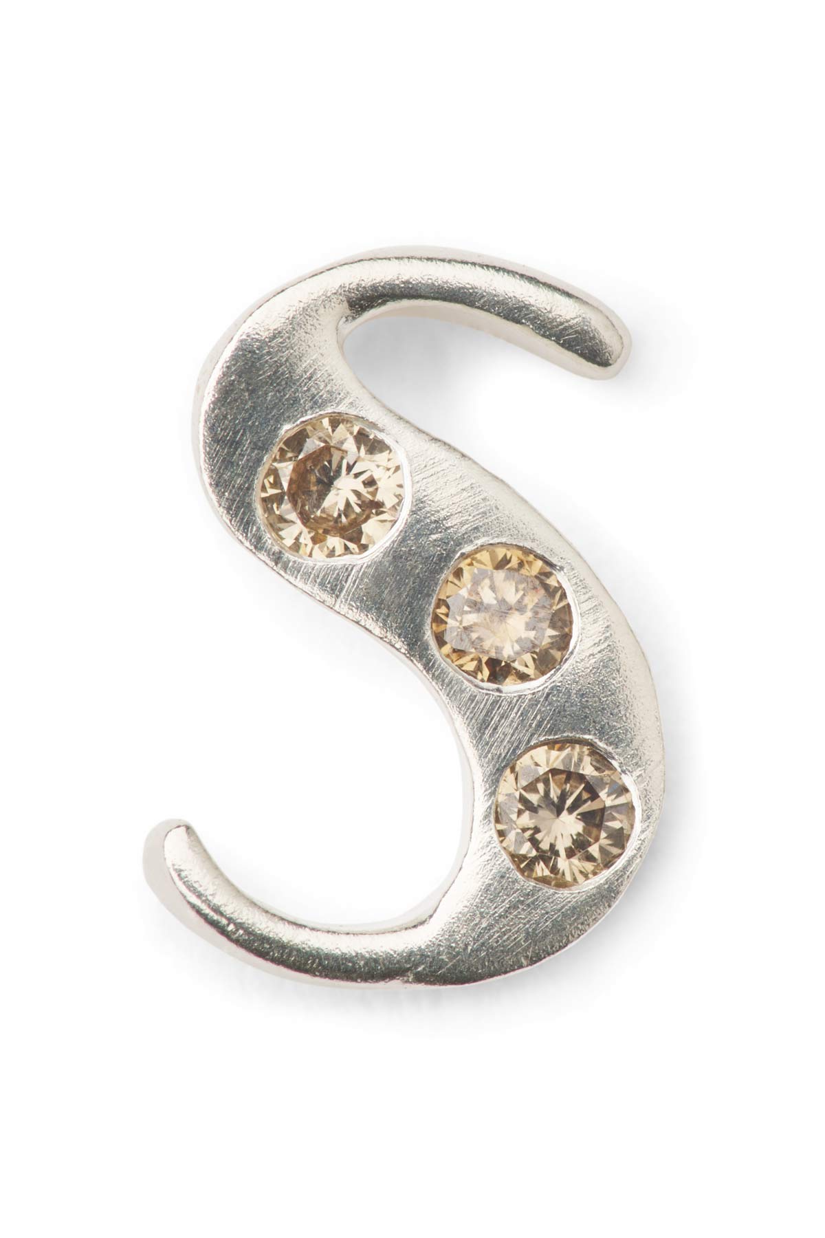 Diamond letter ear stud - Rabens Momento I Silver w/ Champaign diamond