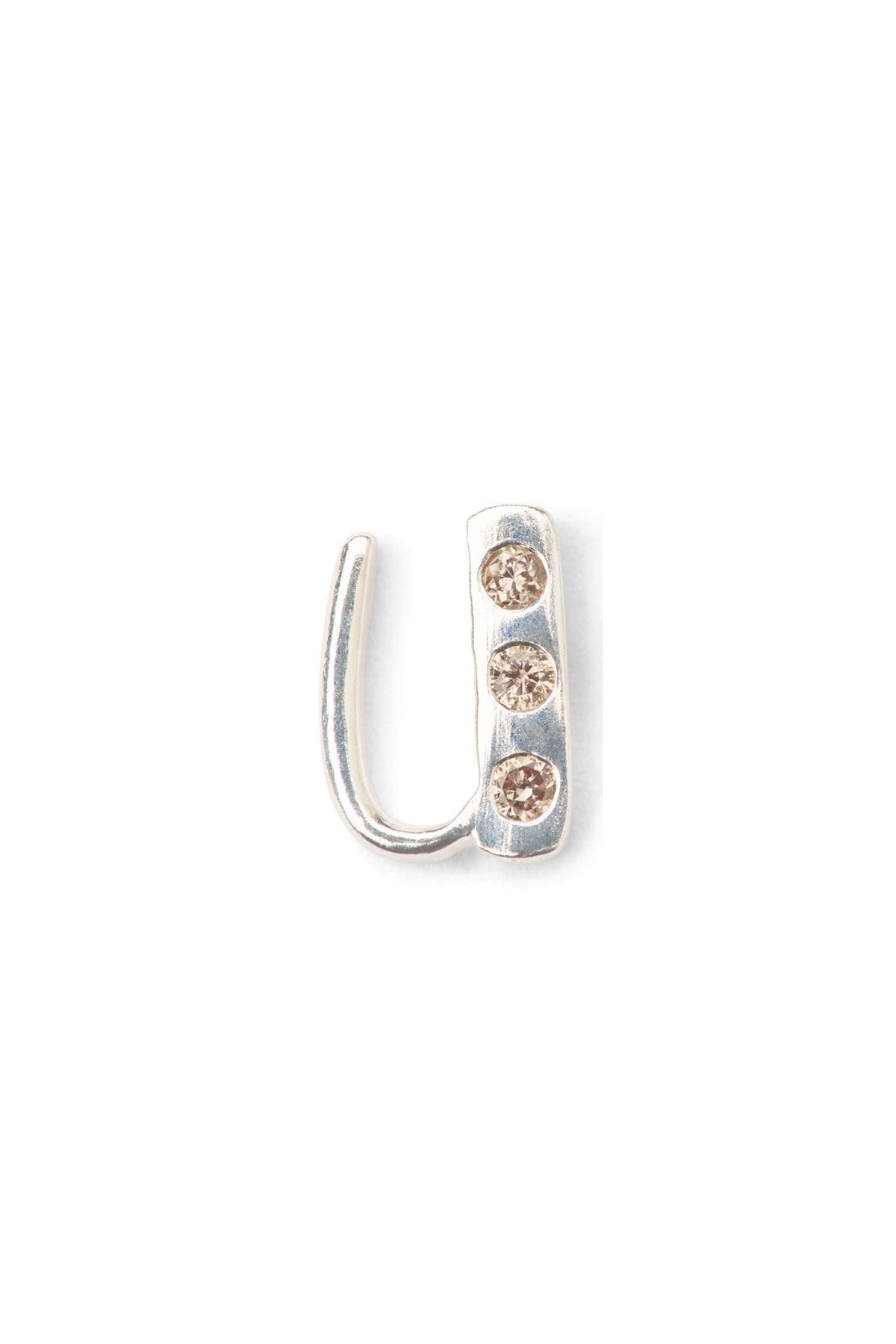 Diamond letter ear stud - Rabens Momento I Silver w/ Champagne diamond