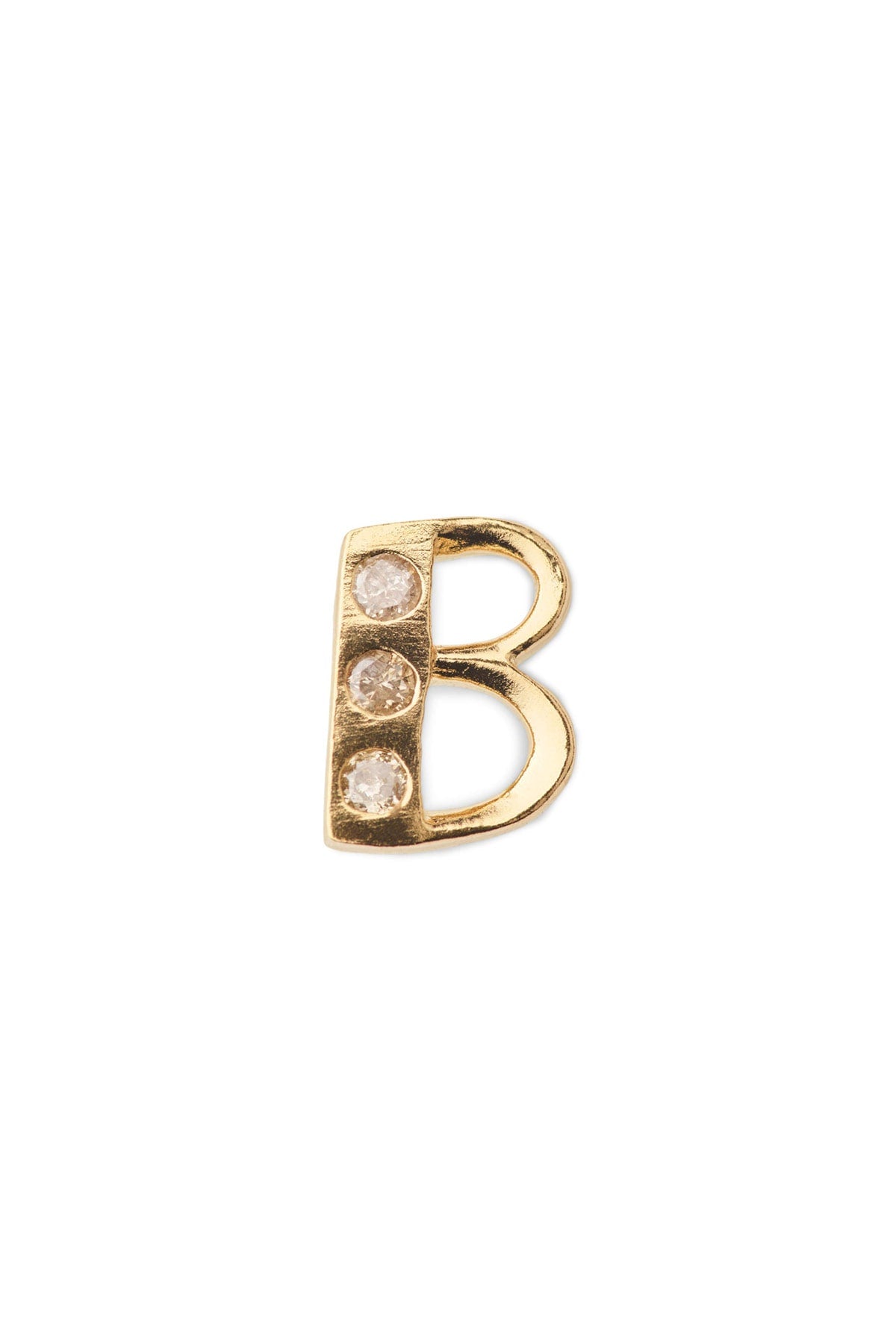 Diamond letter ear stud - Rabens Momento I Gold w/ Champagne diamond