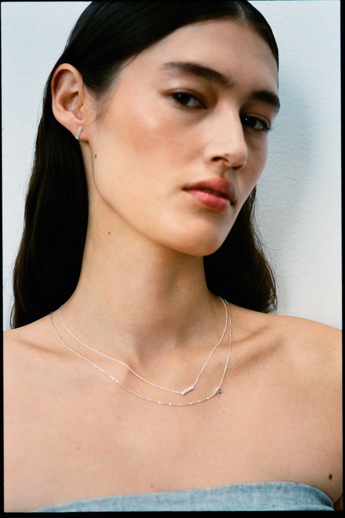 Diamond letter necklace - Rabens Momento I Silver w/ Champagne diamond