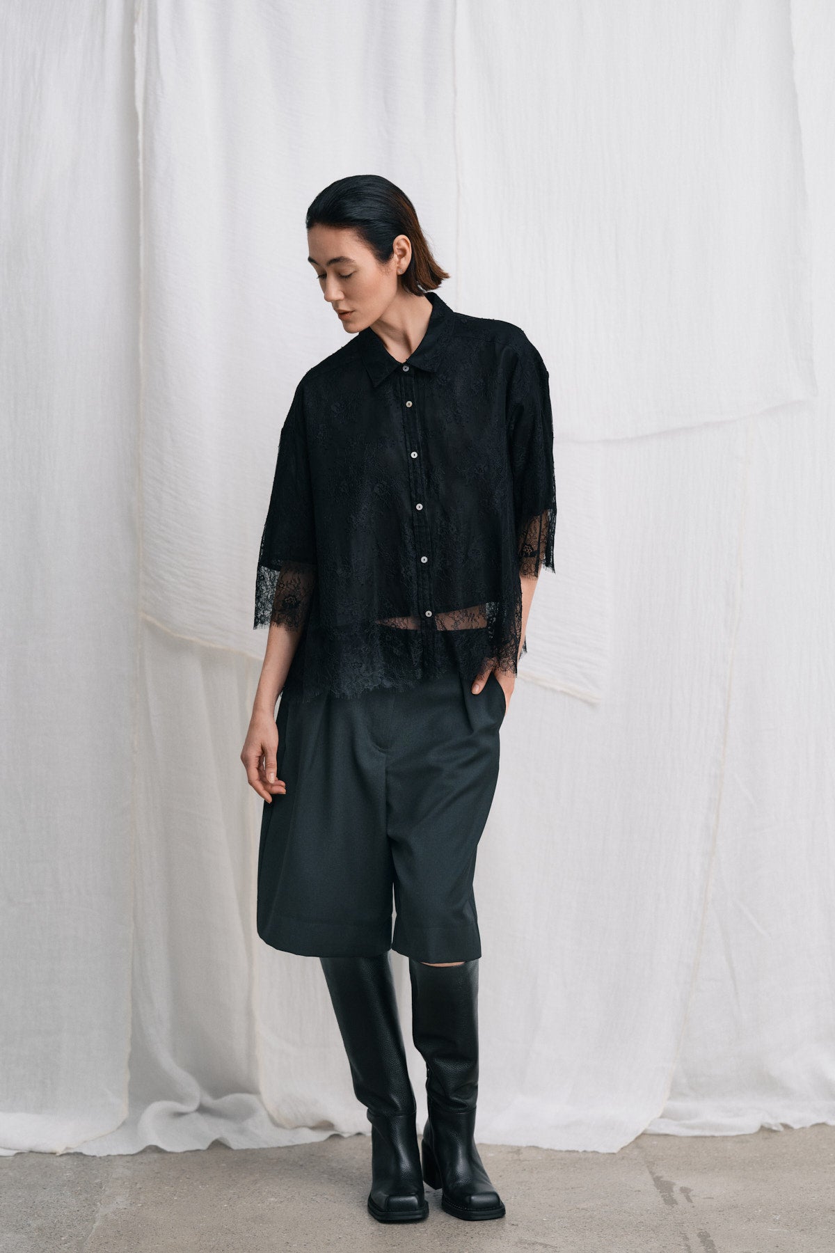 Feliza - Smooth tailoring shorts I Black