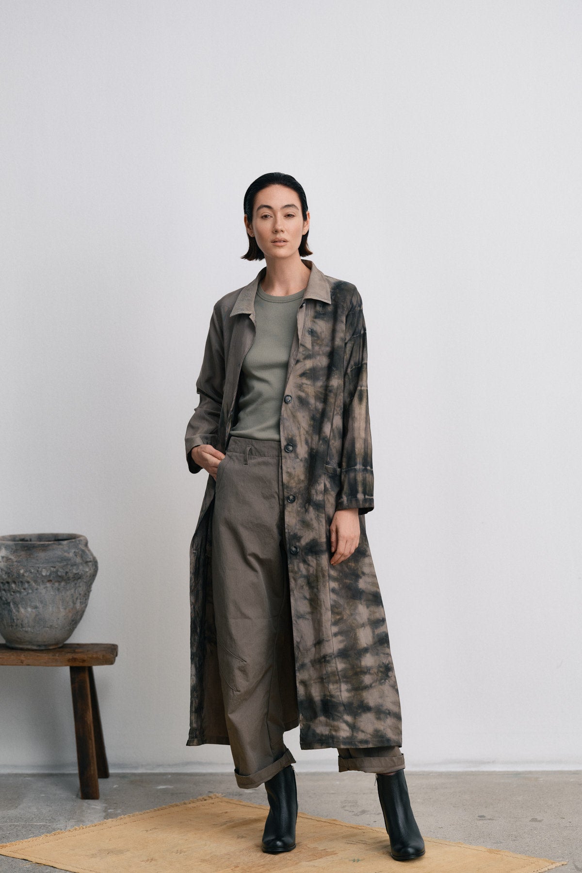 Celine - Lava long coat I Grey green combo