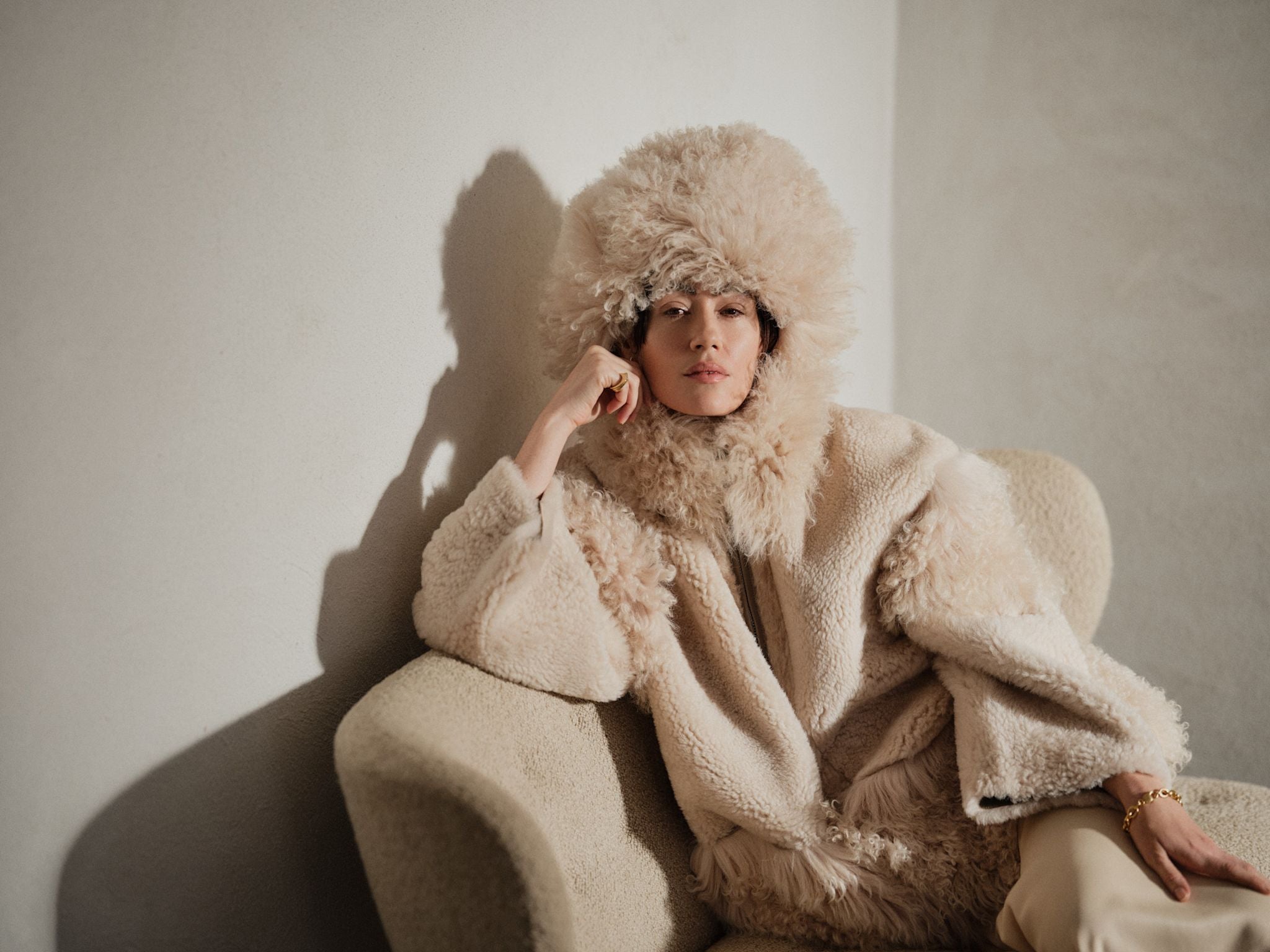 Stacia - Duo shearling jacket I Chalk