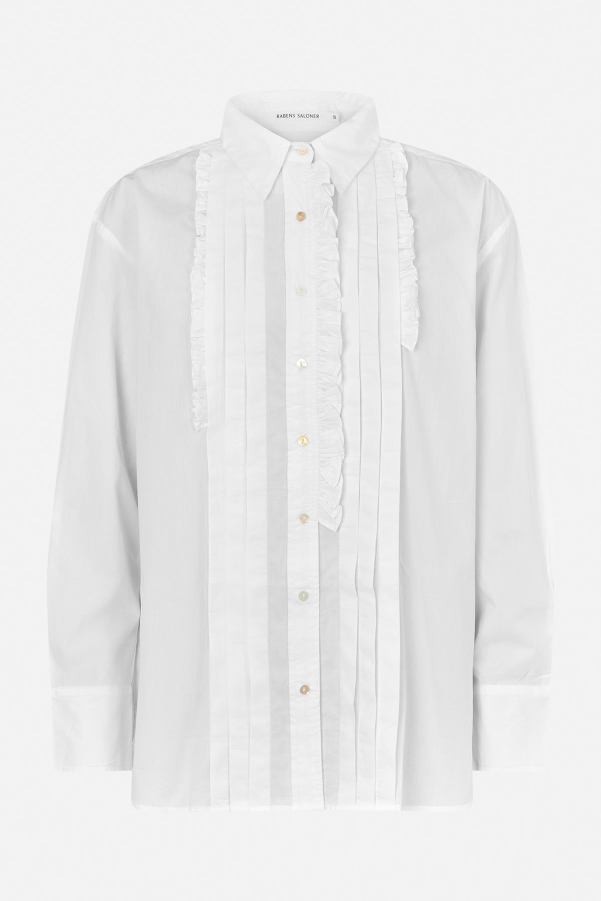 Dim - Poplin front frill shirt I White