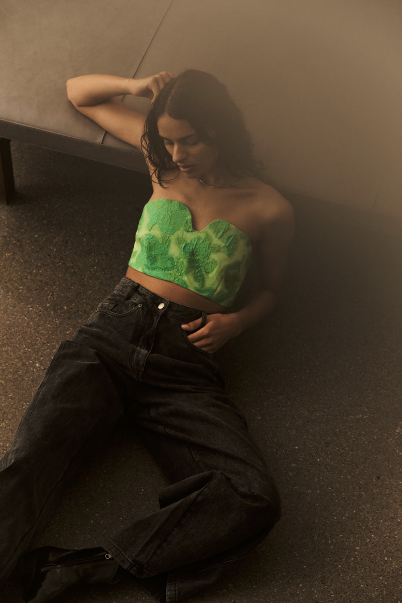 Luh - Clipped jacquard bandeau top I Viper green