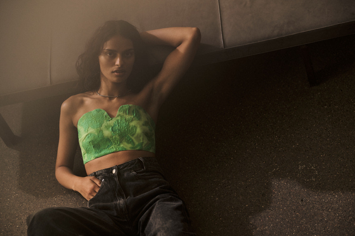 Luh - Clipped jacquard bandeau top I Viper green