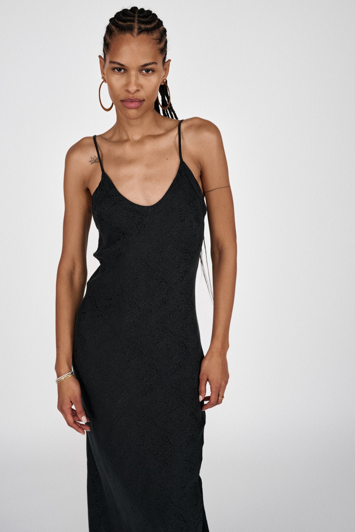 Glorie - Cluster jacquard bias dress I Black