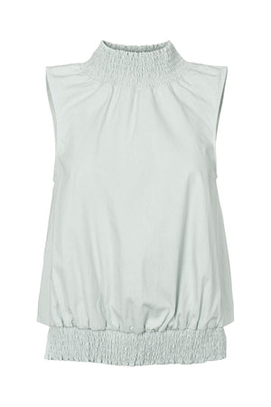 Fiola - Poplin heavy shirring top I Sky blue