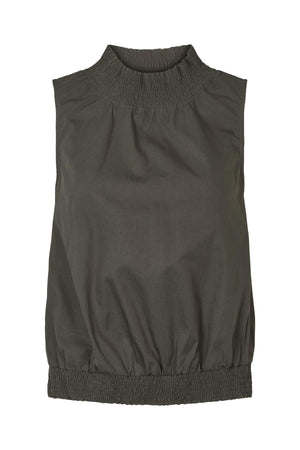 Fiola - Poplin heavy shirring top I Pirate black