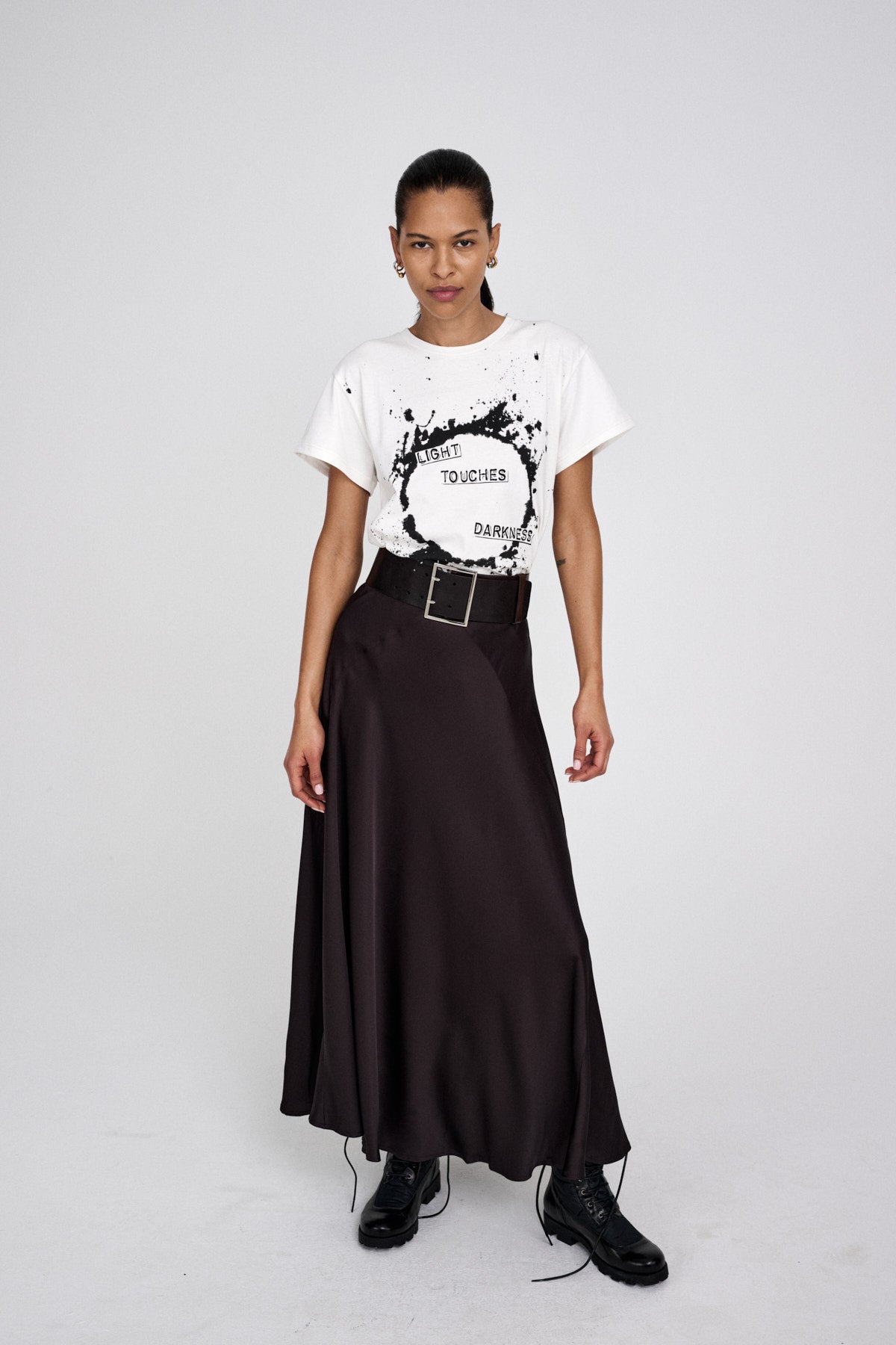 Gerde - Leather wide belt I Black