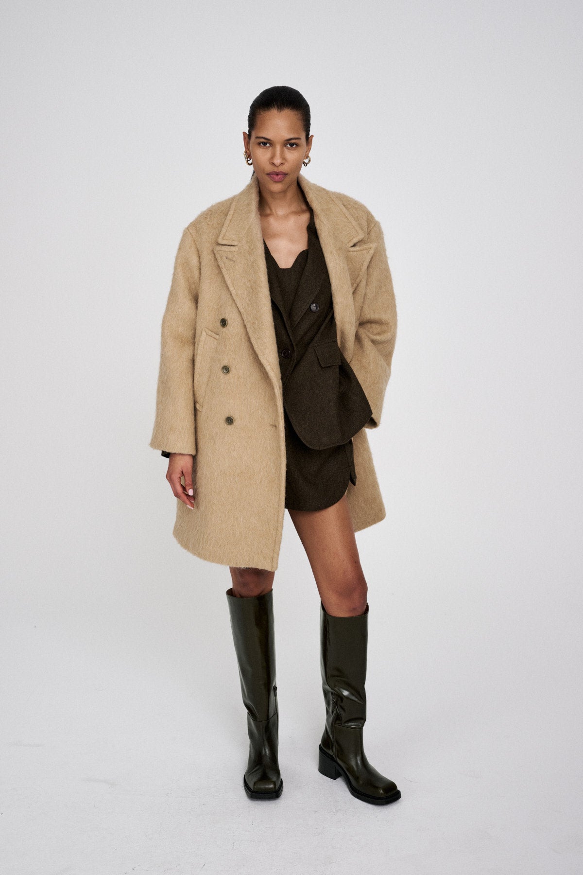 Leanna - Fuzzy oversized coat I Oatmeal