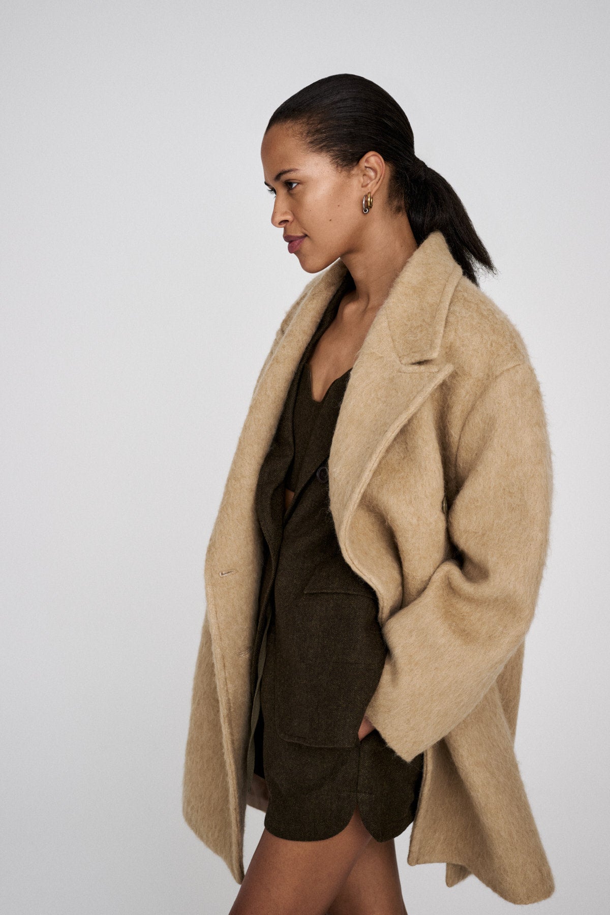 Leanna - Fuzzy oversized coat I Oatmeal
