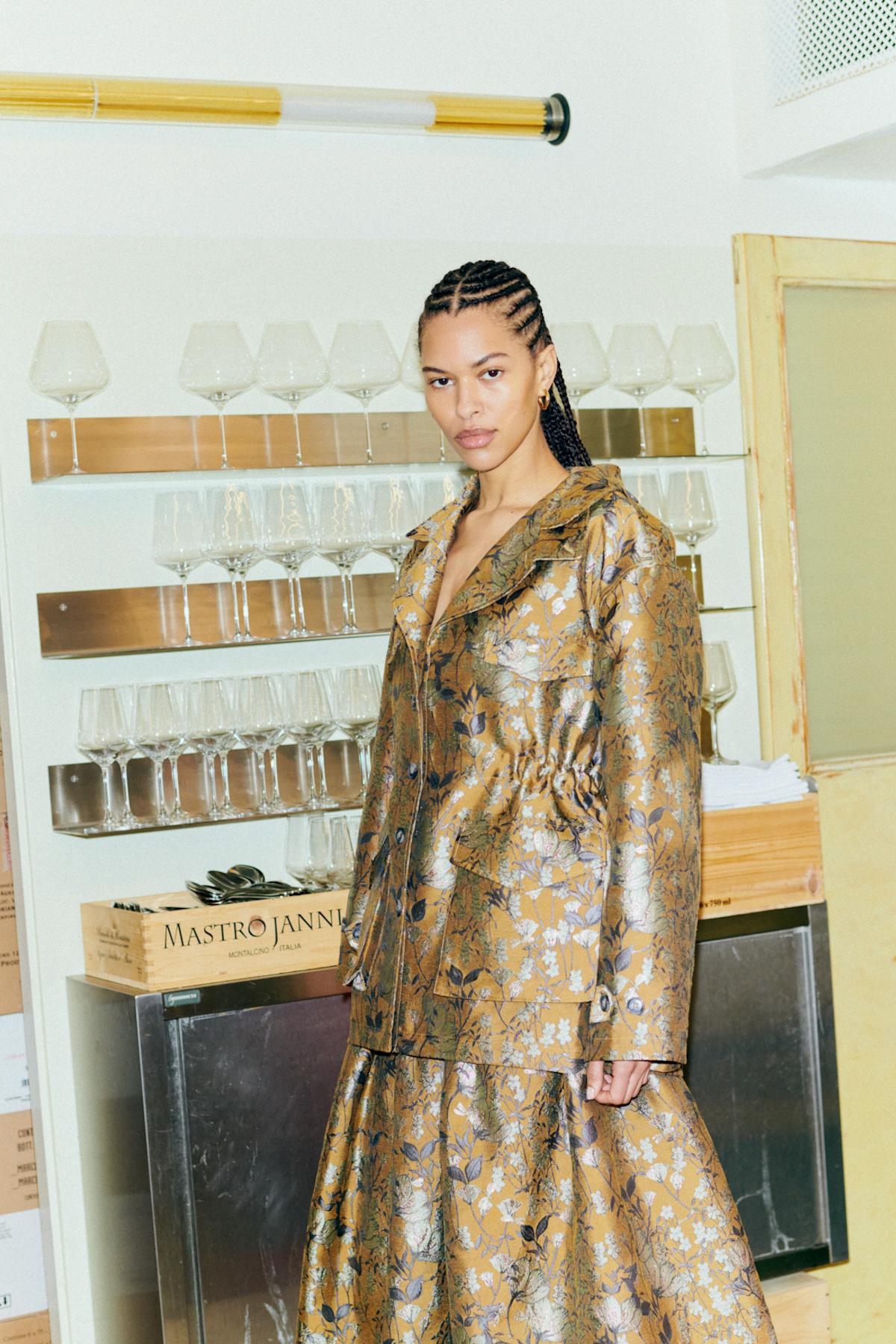 Feodora - Ottoman jacquard jacket I Golden combo