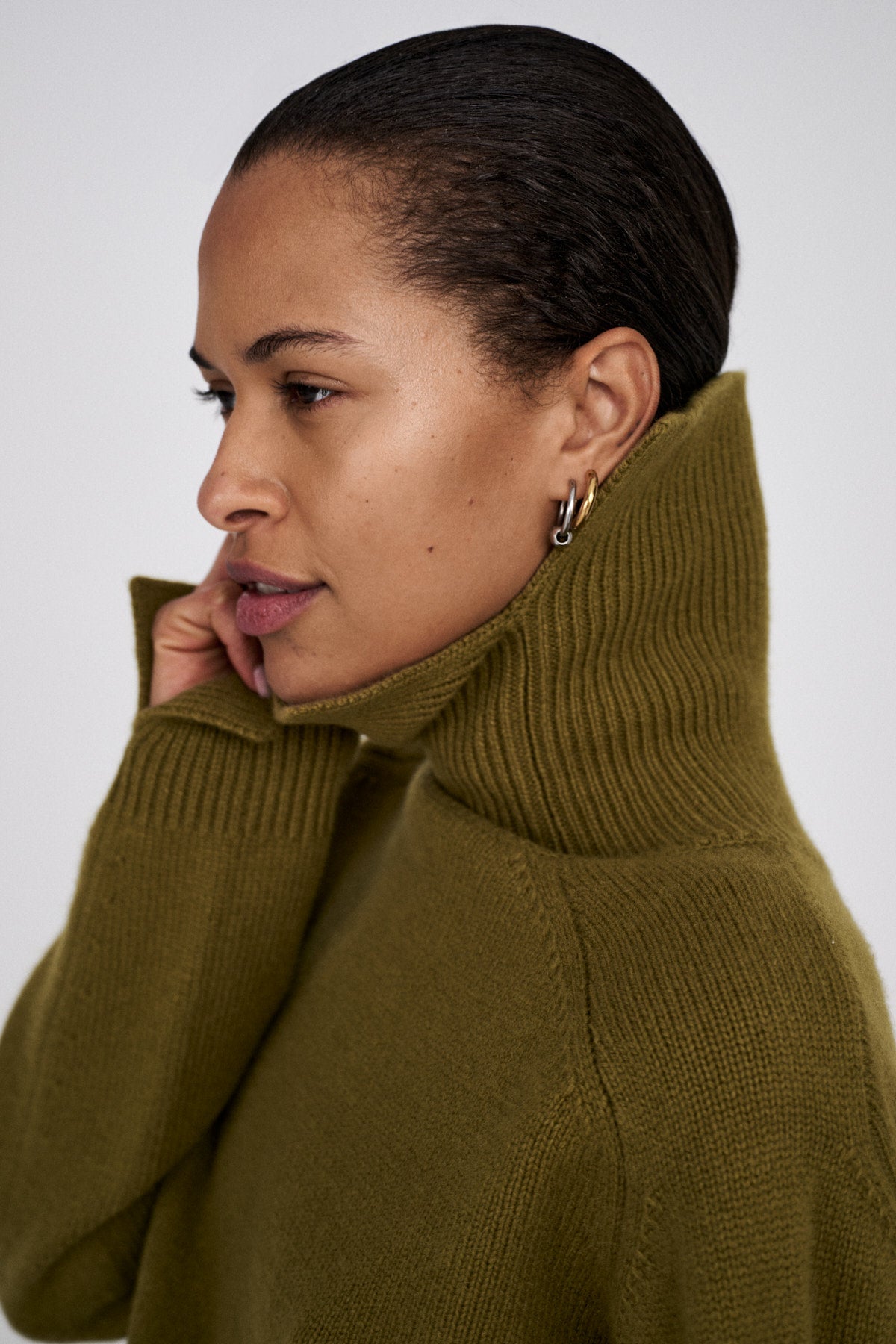 Celly - Pure wool roll neck sweater I Oatmeal