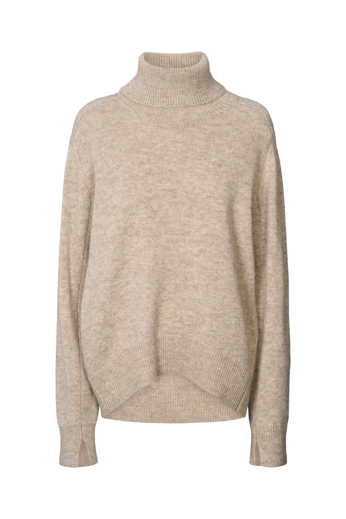 Celly - Pure wool roll neck sweater I Oatmeal