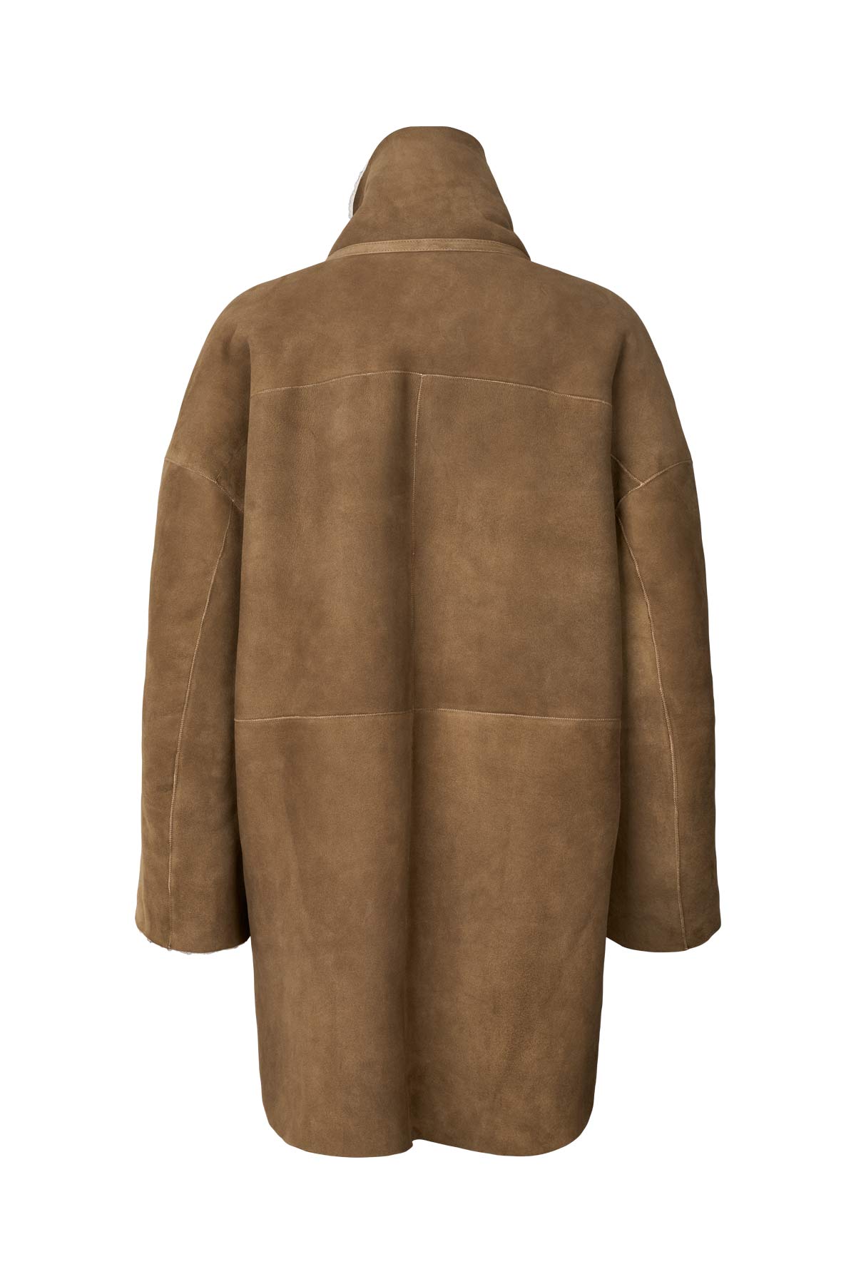 Ejsa - Shearling coat I Dark brown natural combo