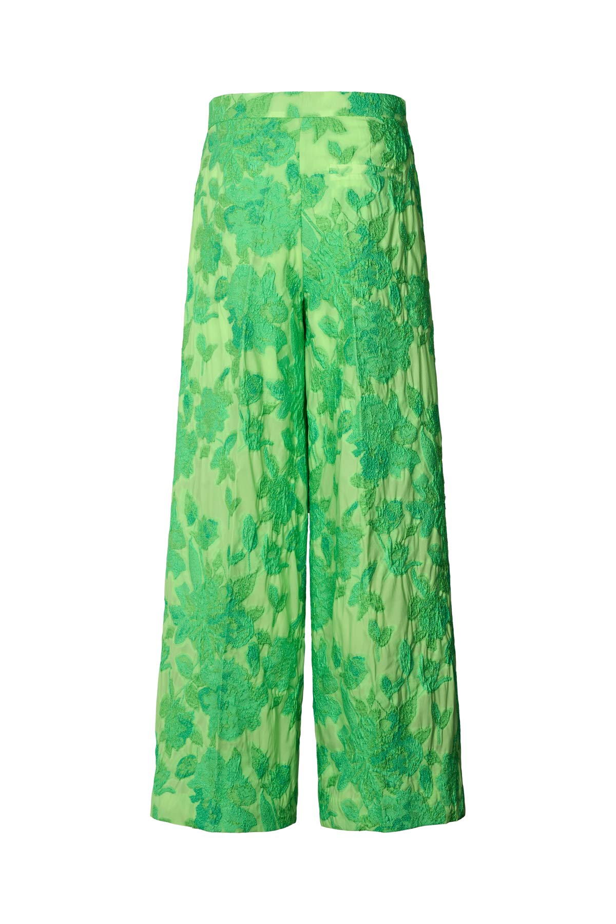 Clipped jacquard wide leg pants - Cass I Viper green