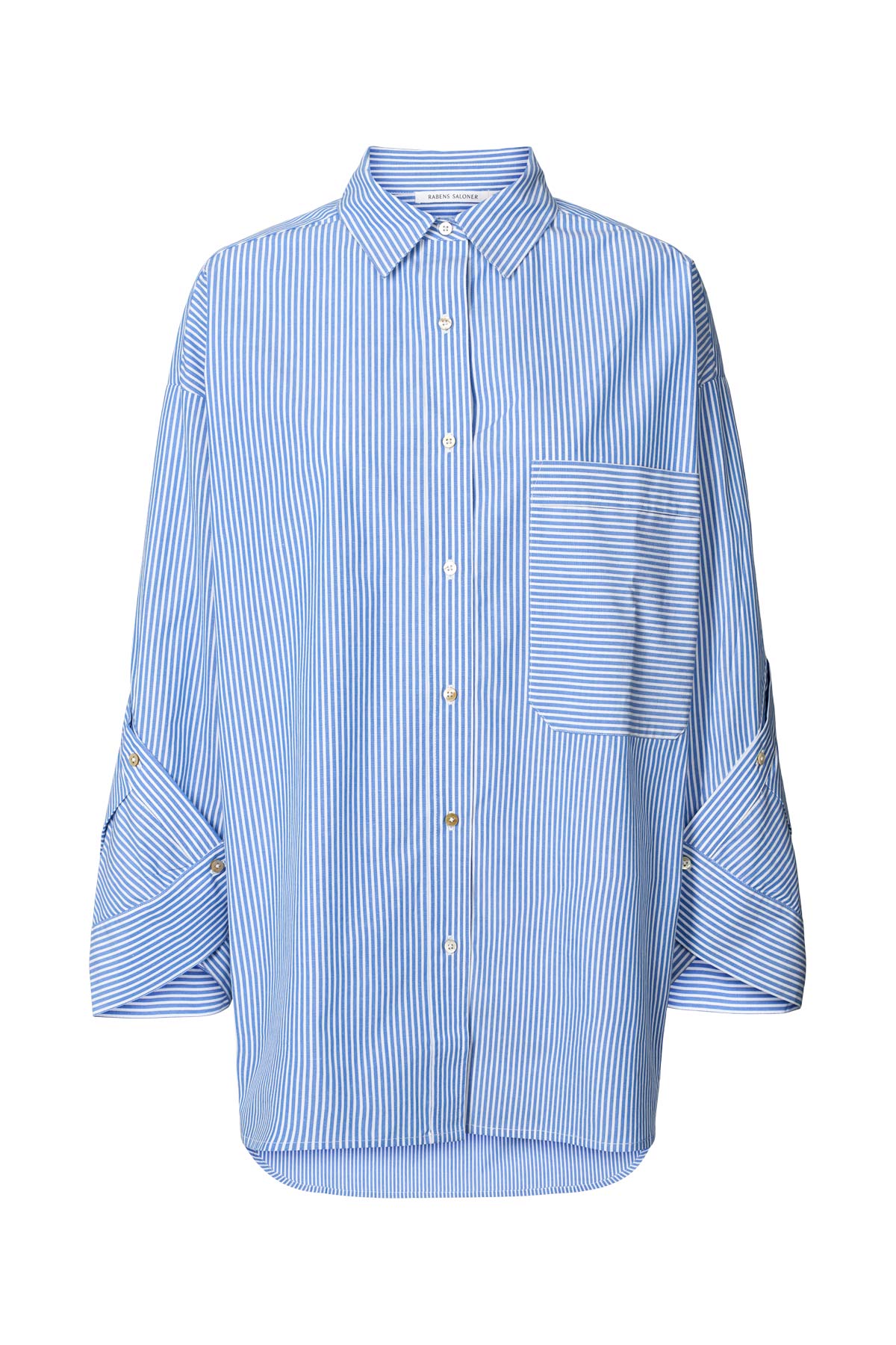Bobbies - Quilt stripe oversize shirt I Blue white stripe