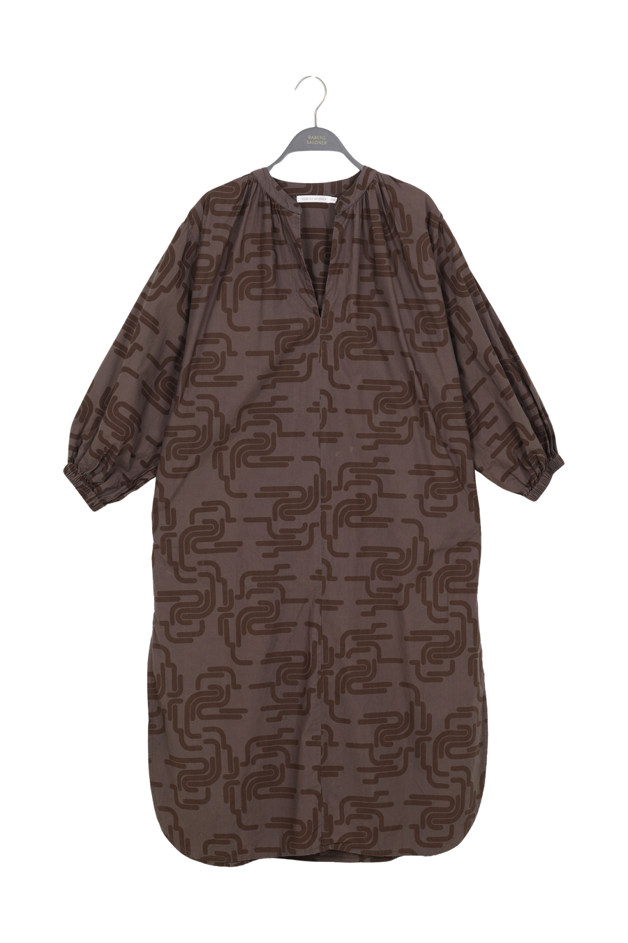 PreLoved Liba - Deco print poplin kaftan I Chocolate - XS/S