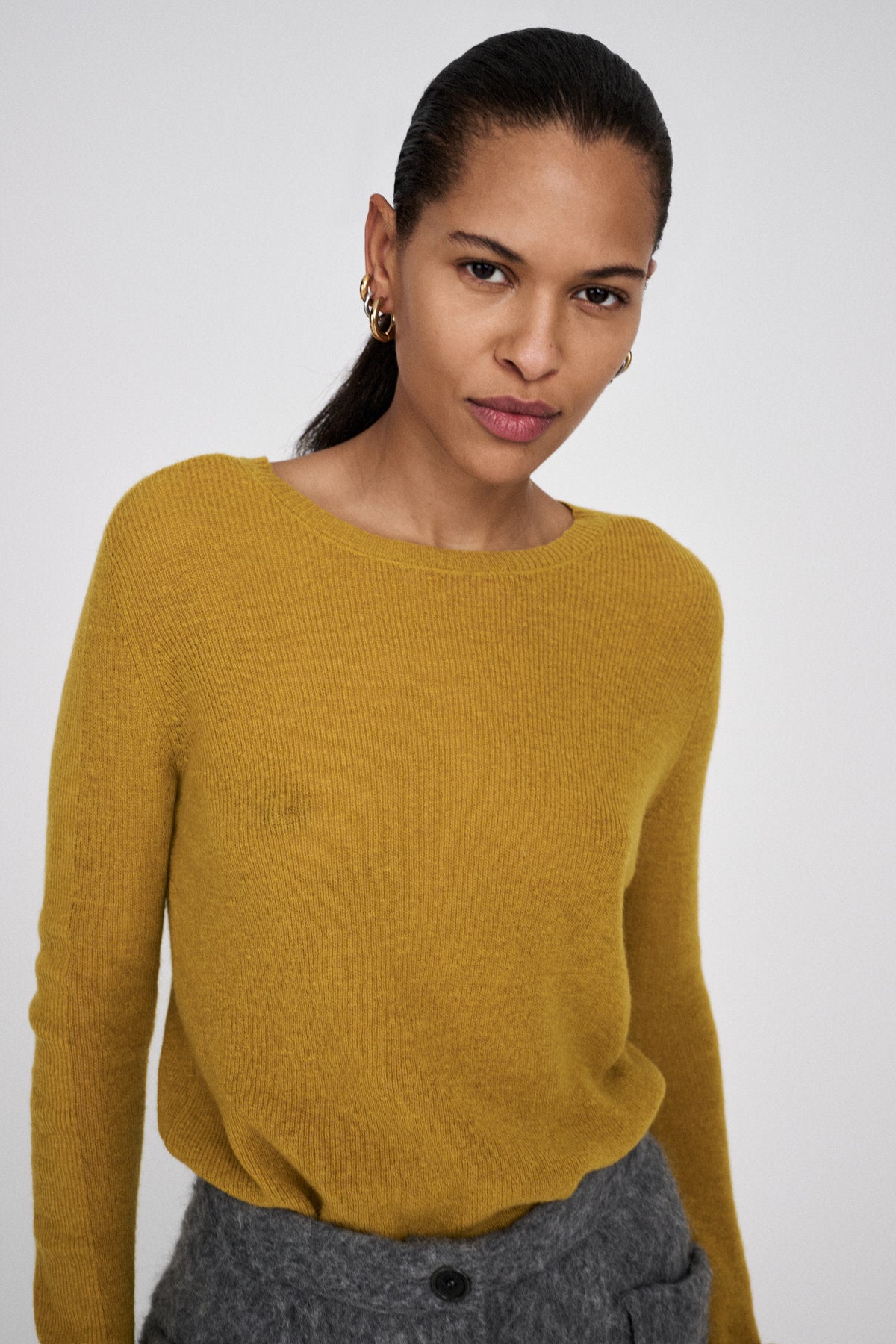 PreLoved Shauna - Waffled knit long sleeve top I Mustard - XL