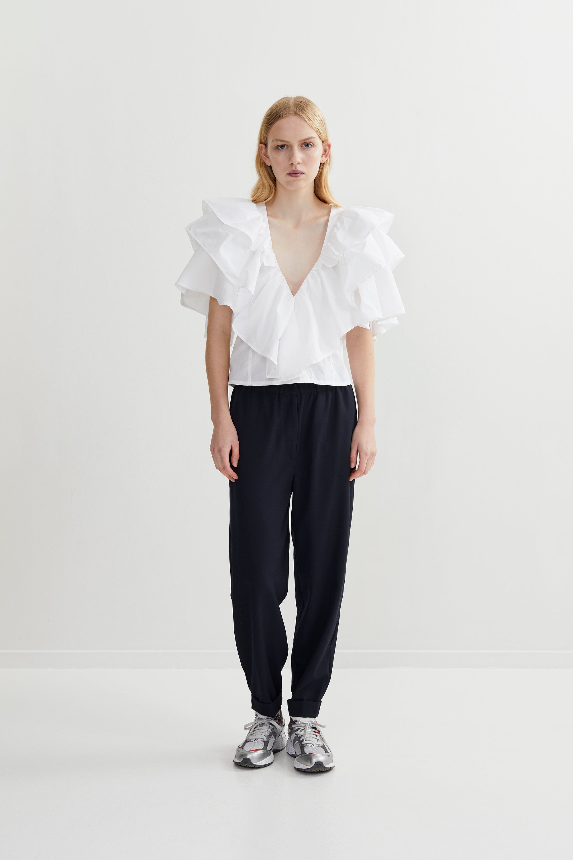 PreLoved Luzia - Angled gather frill top - M