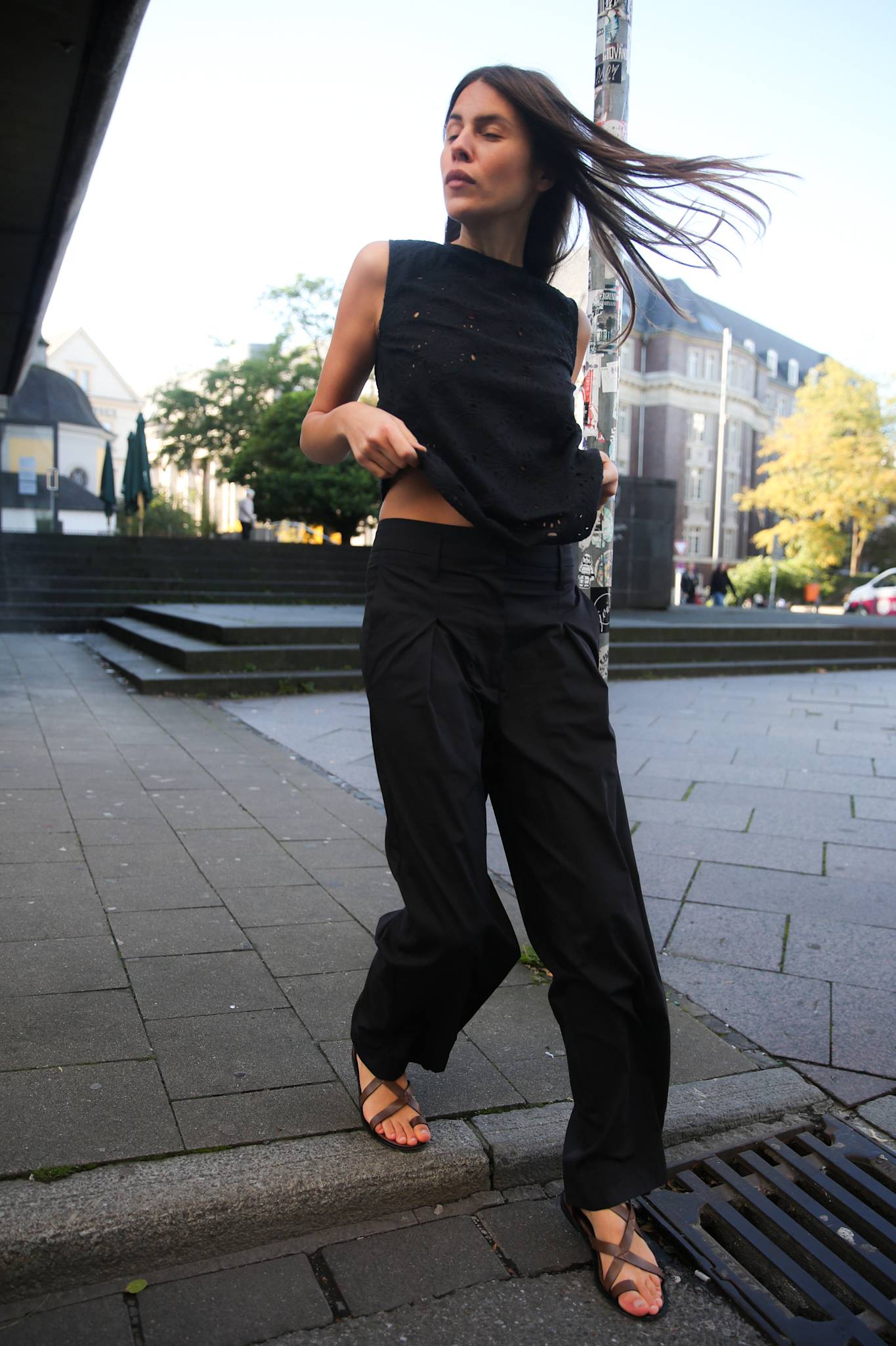PreLoved Enel - Papery parallel pants I Black - L