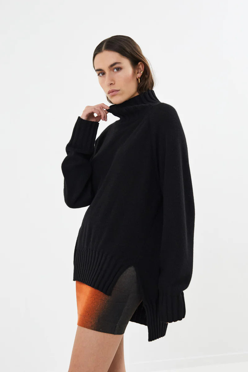 PreLoved Saoirse - Jagged split sweater I Black - XS