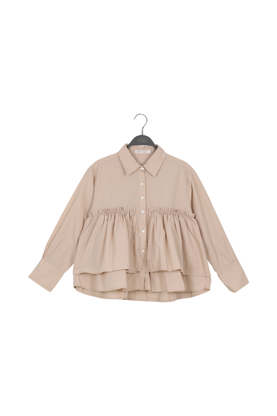 PreLoved Shaker - Poplin frill shirt I Powder - S