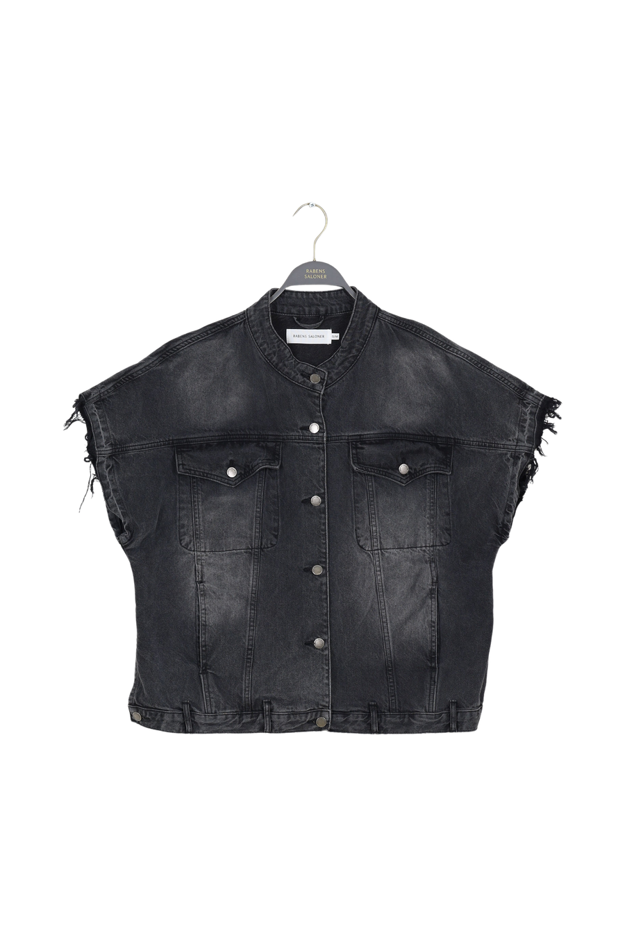 PreLoved Mir - Denim vest jacket I Washed black denim - S/M