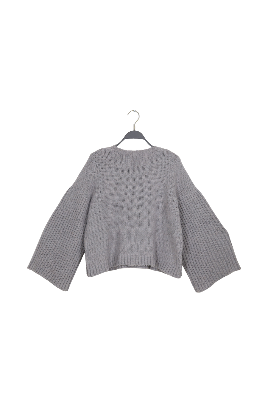 PreLoved Emiko - Dual knit rib sleeve sweater I Light grey - M