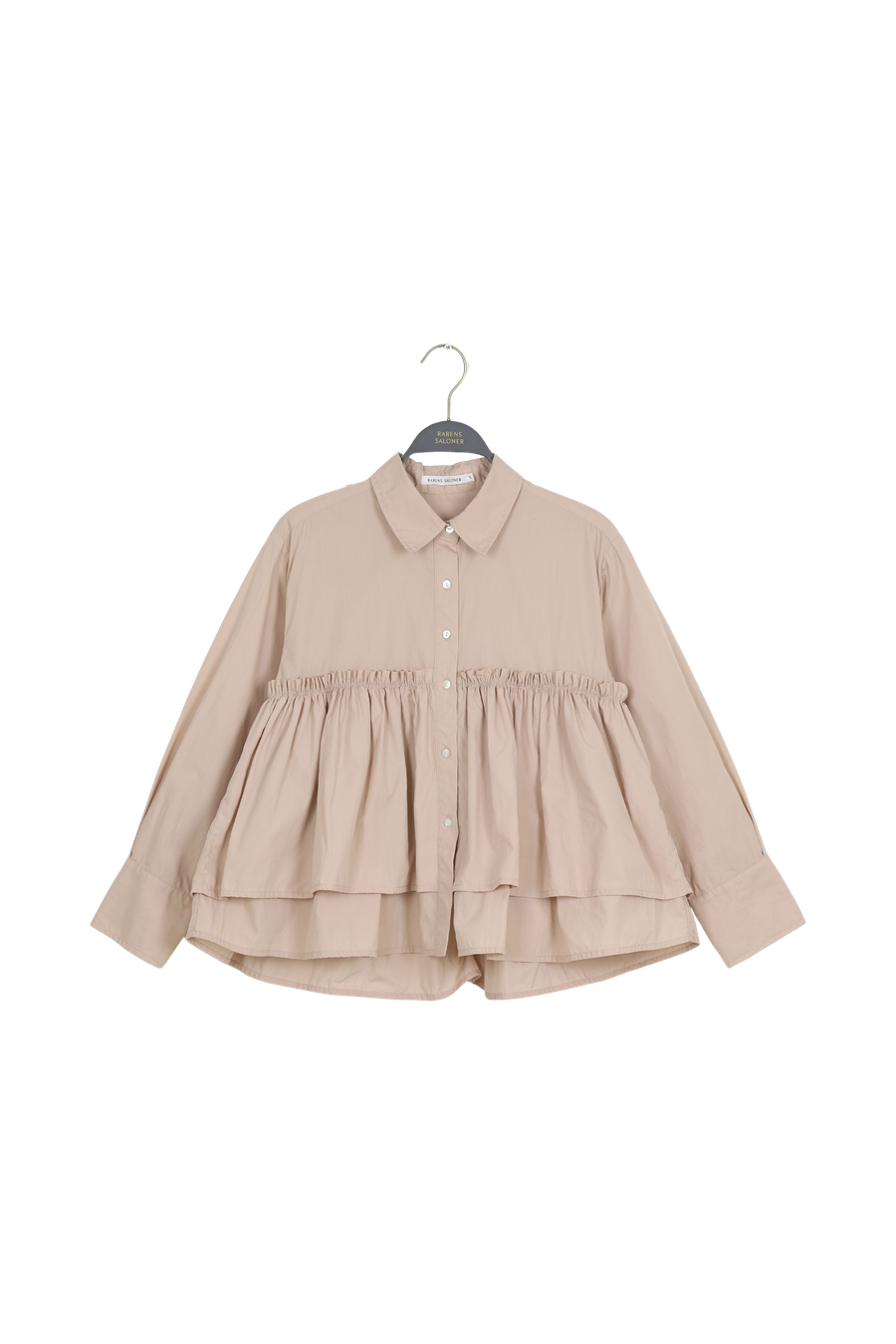 PreLoved Shaker - Poplin frill shirt I Powder - S