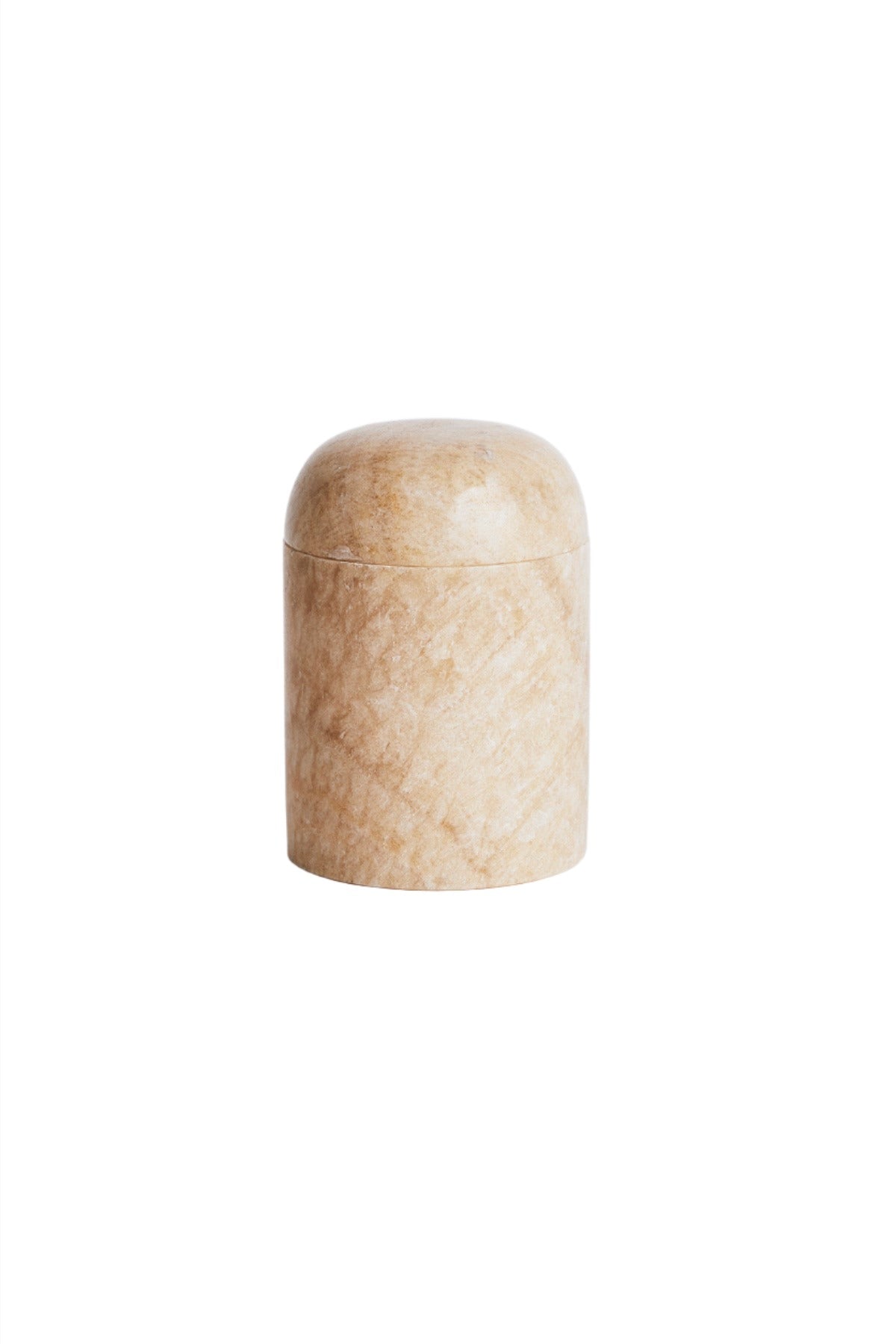 Medium Marble Jar with Lid - 13x8,5 cm I Champagne