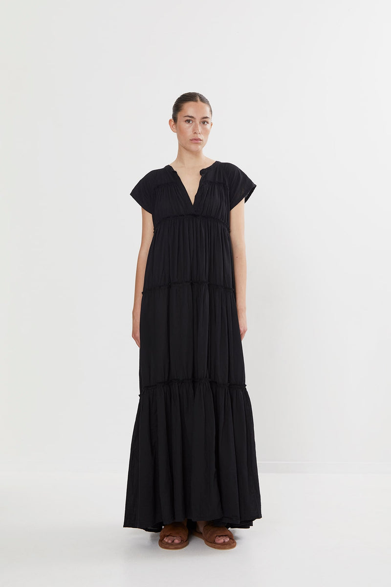 Gisele - Cotton flare long dress I Black