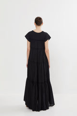 Gisele - Cotton flare long dress I Black