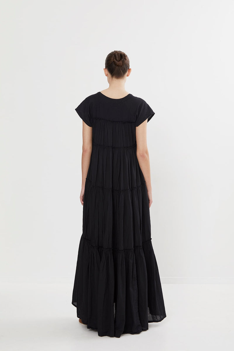 Gisele - Cotton flare long dress I Black