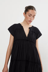 Gisele - Cotton flare long dress I Black