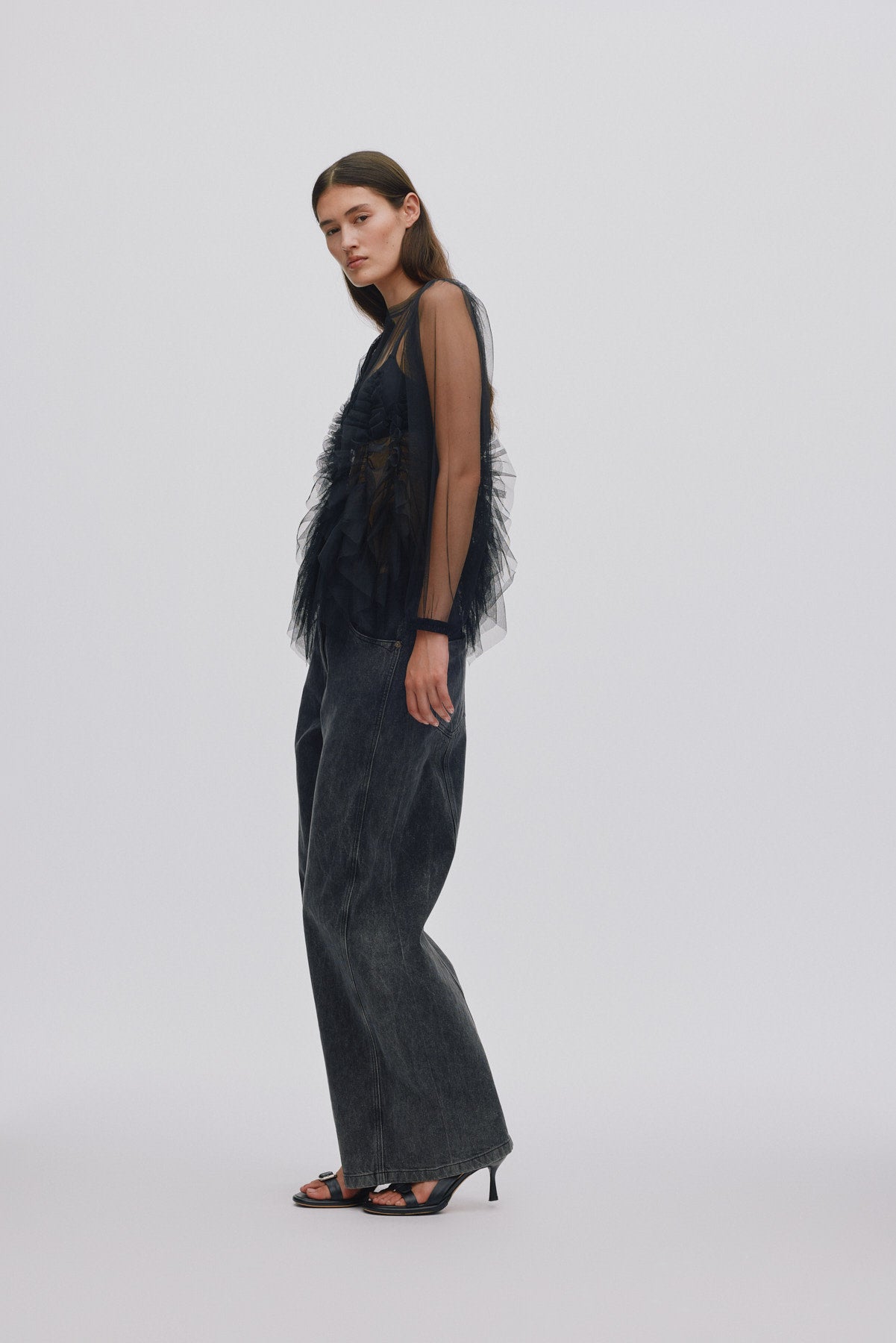 Frilly tulle shirt - Gida I Black