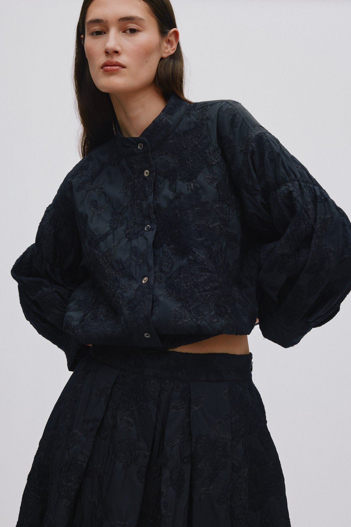 Clipped jacquard shirt jacket - Candie I Pirate black
