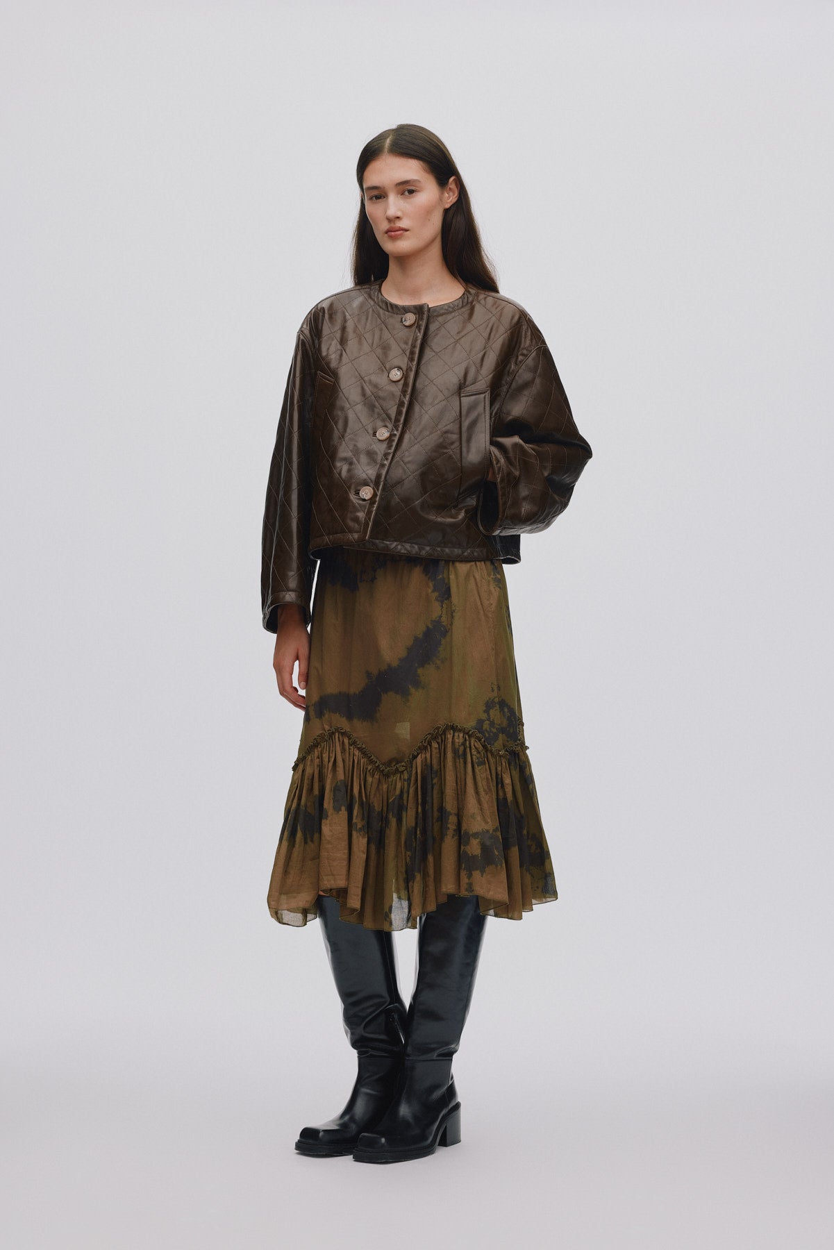 Berra - Quilted leather jacket I Olive