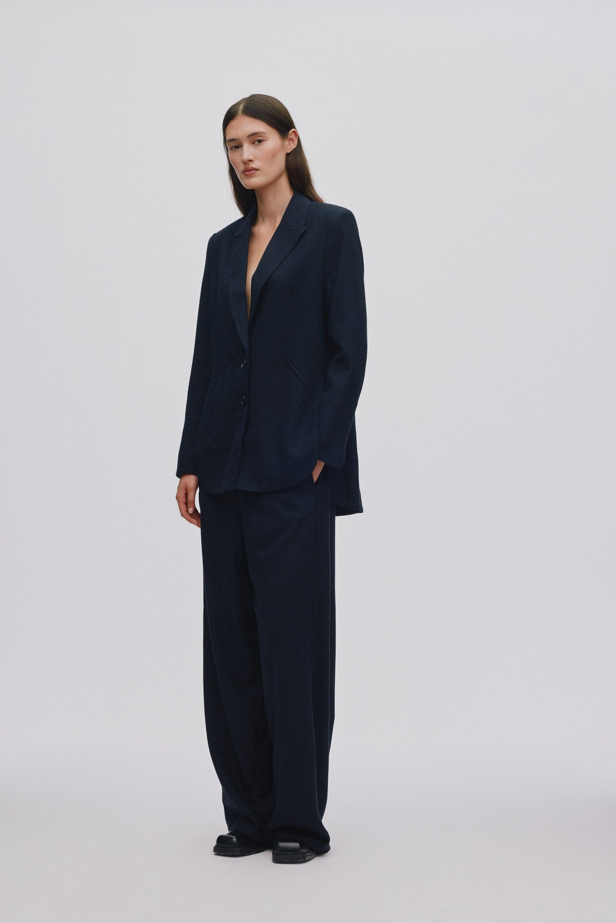 Drapy tailoring fitted jacket - Carrin I Midnight