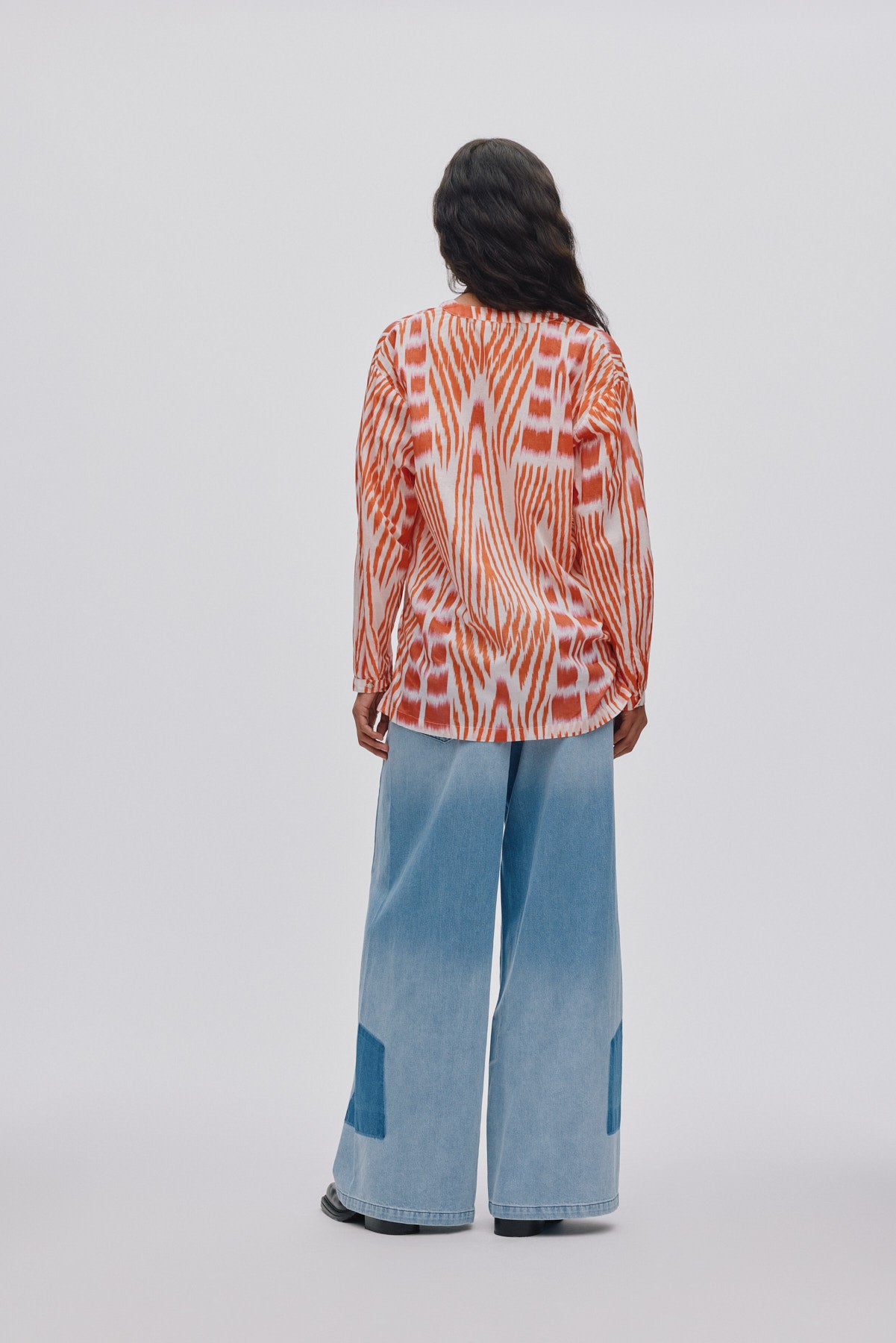 Sibyl - Ikat voile shirt I Mandarin pink ivory