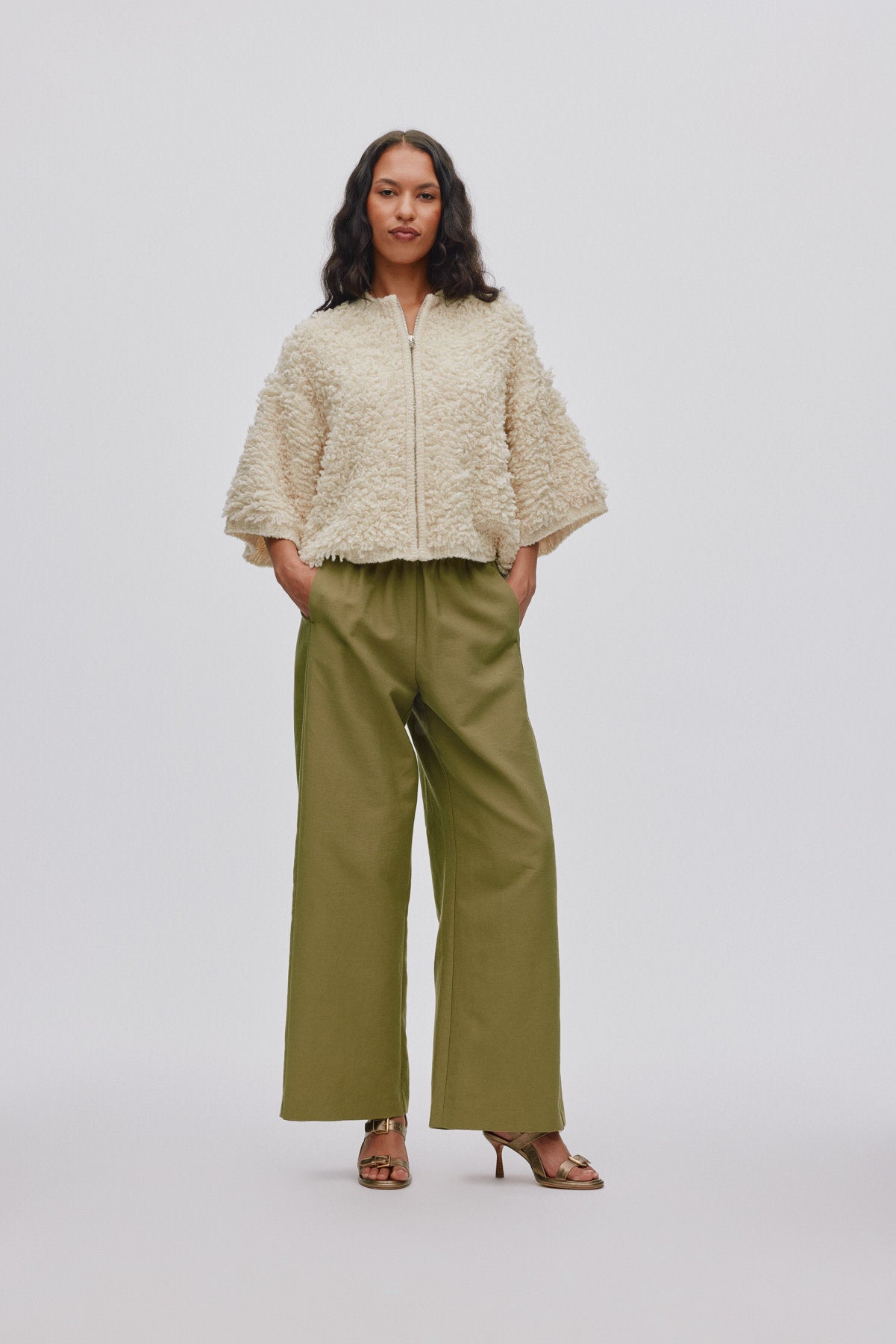 Alice - Shaggy lam knit cardigan I Off white