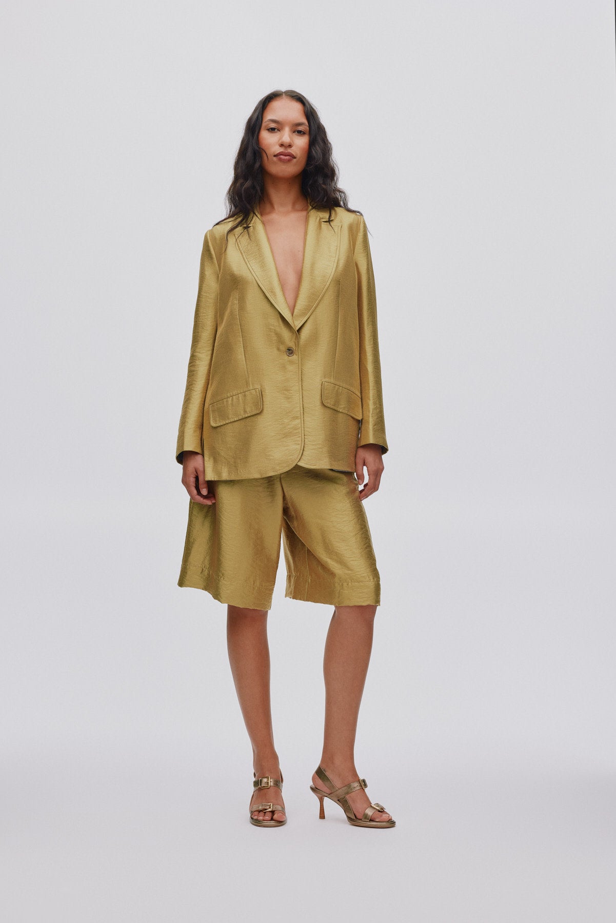Alona - Woven gold jacket I Gold