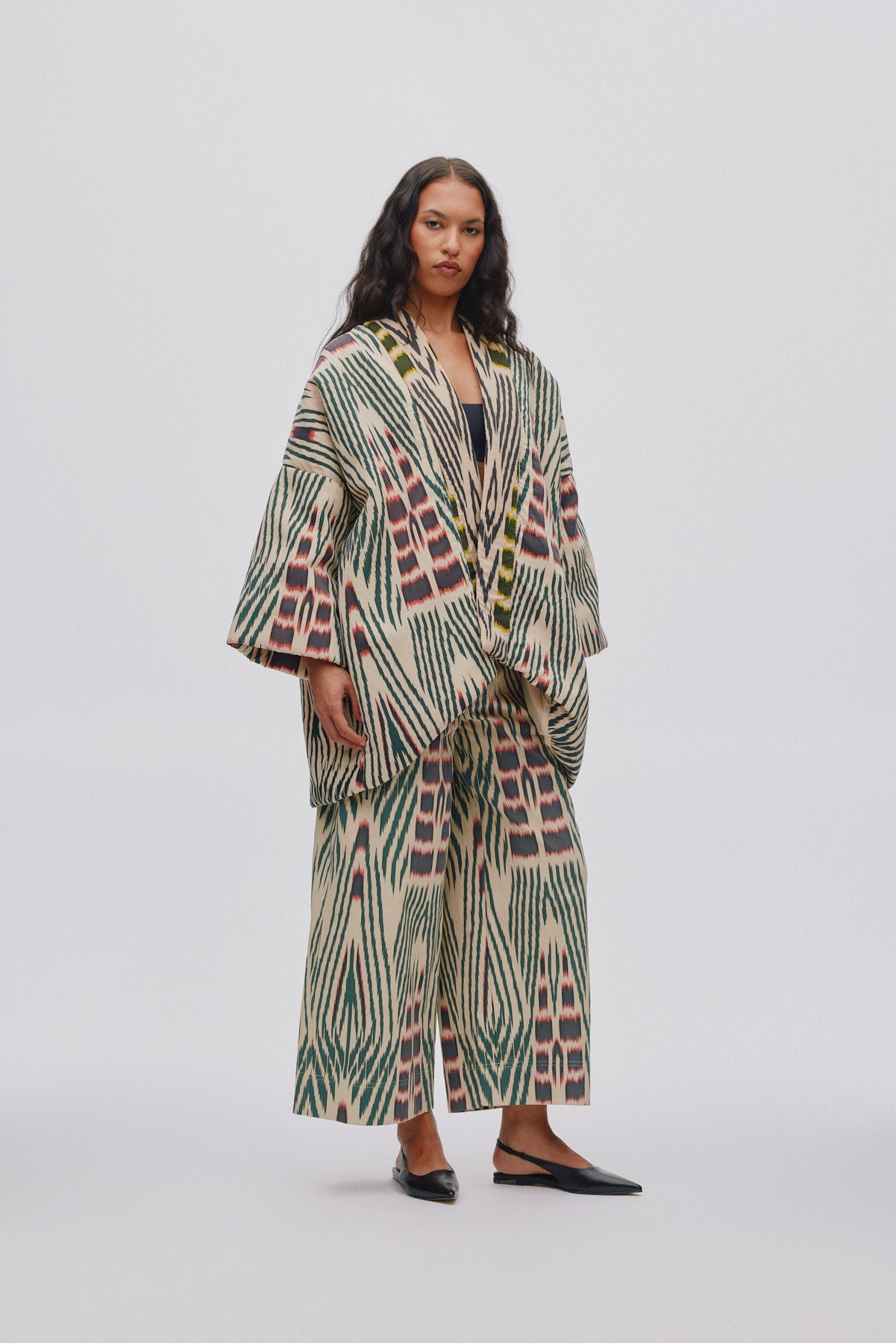 Abba - Ikat combo padded kimono I Forest pink sand & citrus combo