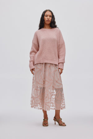 Hifa - Open knit cosy sweater I Pale pink