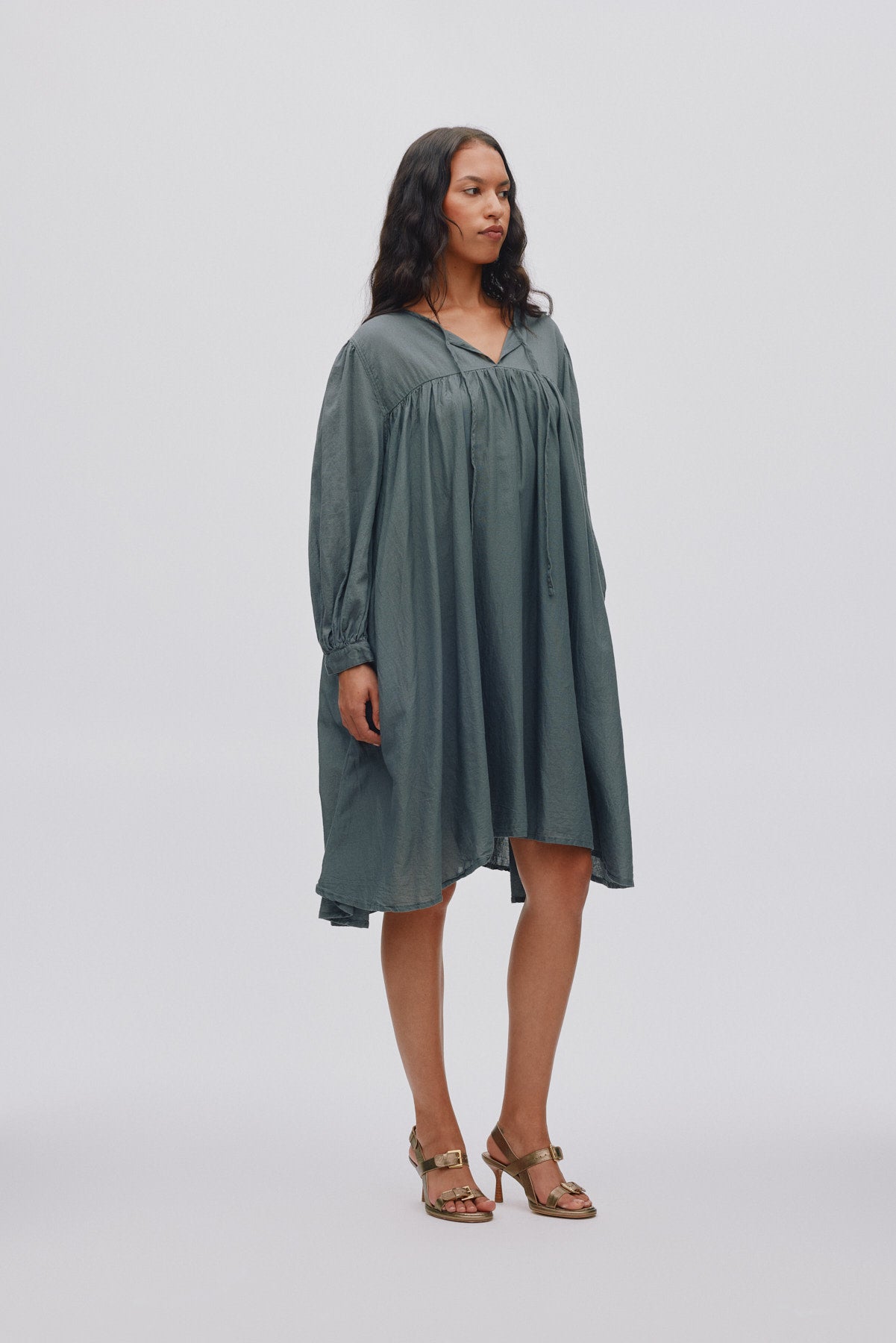 Elda - Cotton full sleeve dress I Black