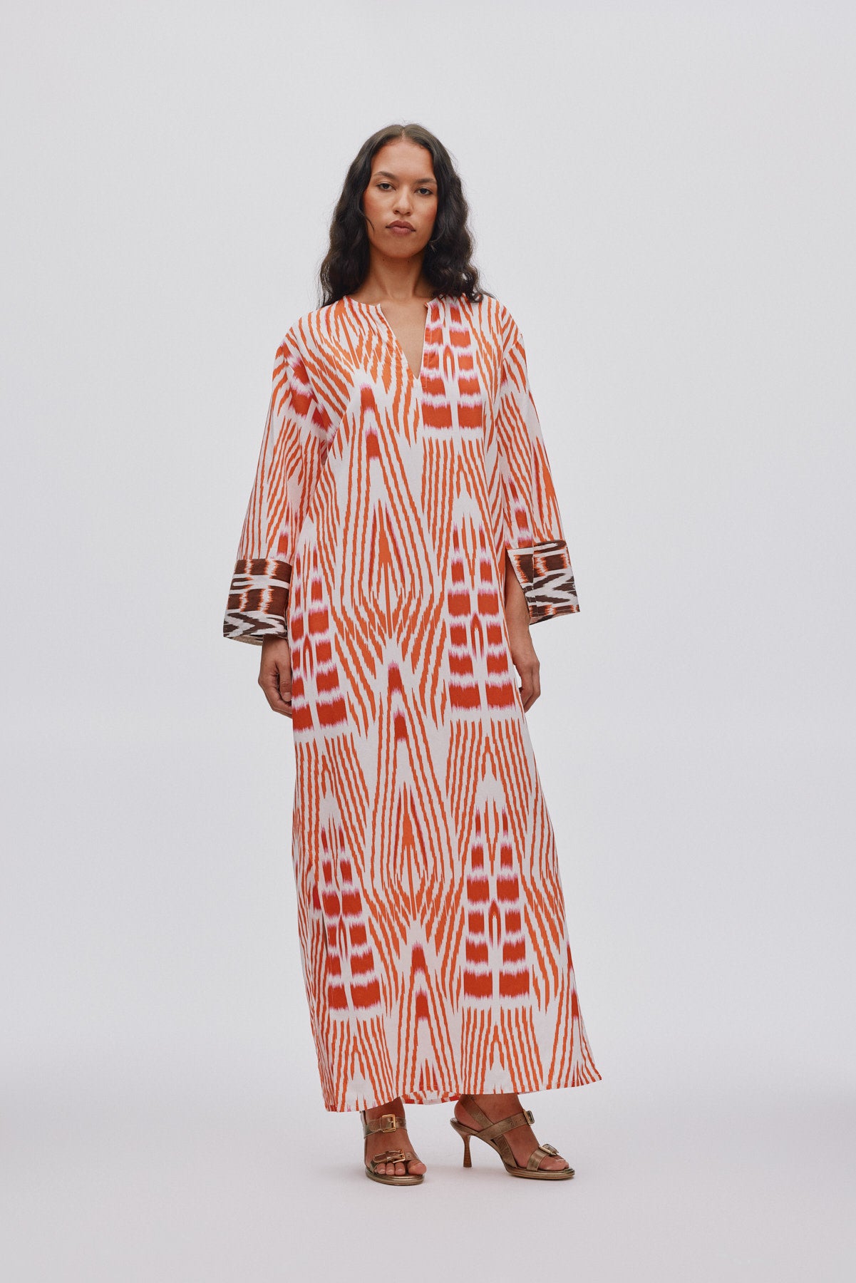 Karimalou - Ikat combo kaftan I Forest pink sand & citrus combo