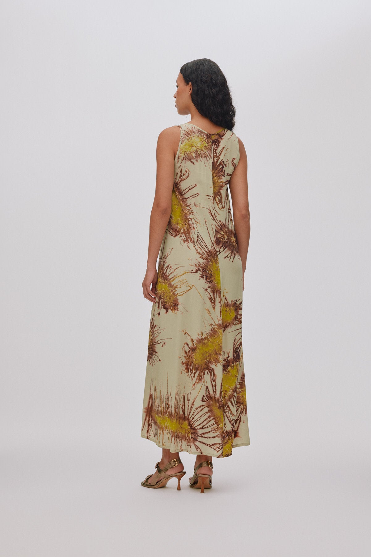 Alpa - Sea urchin long dress I Chartreuse combo
