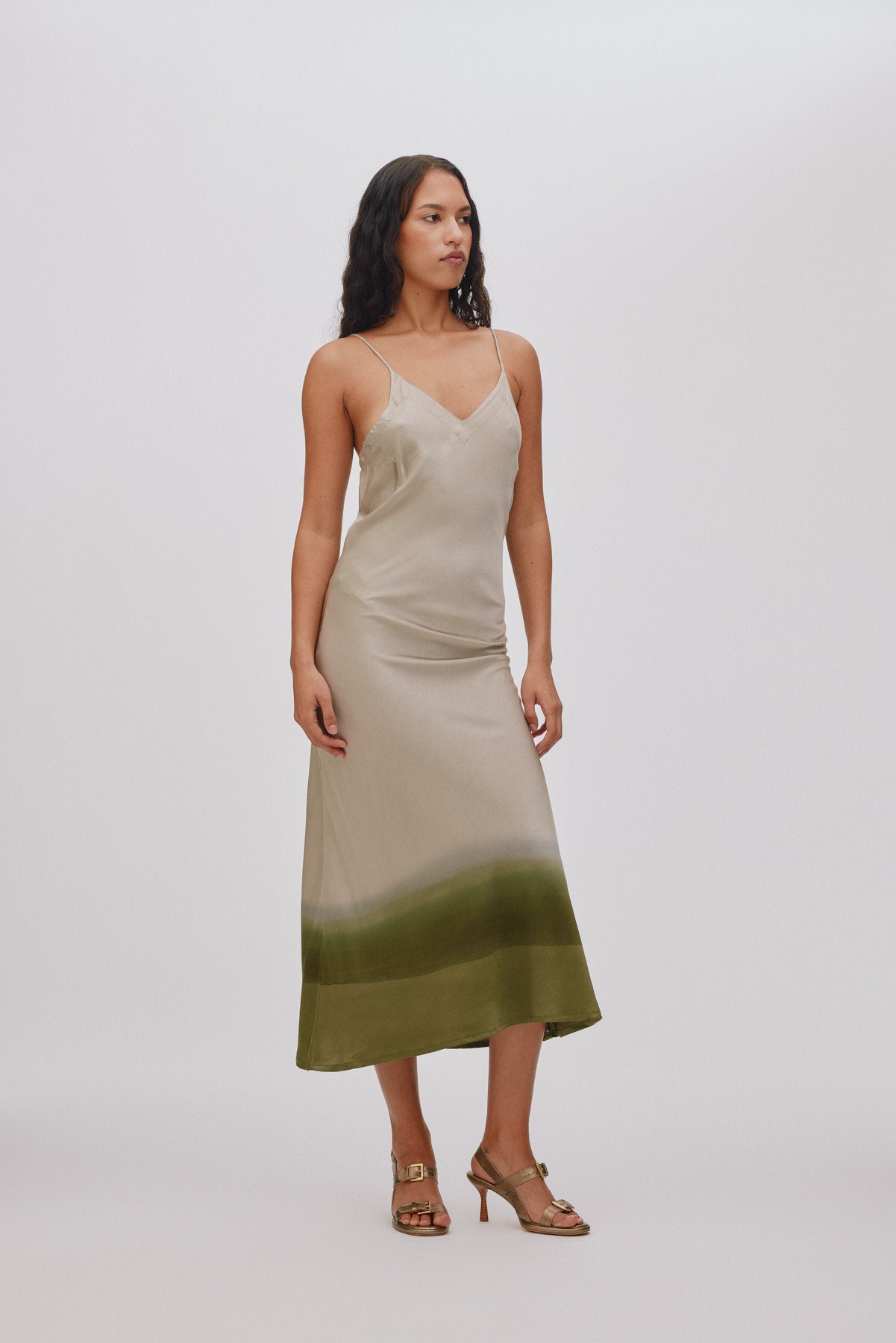 Glorie - Horizon bias dress I Cement combo