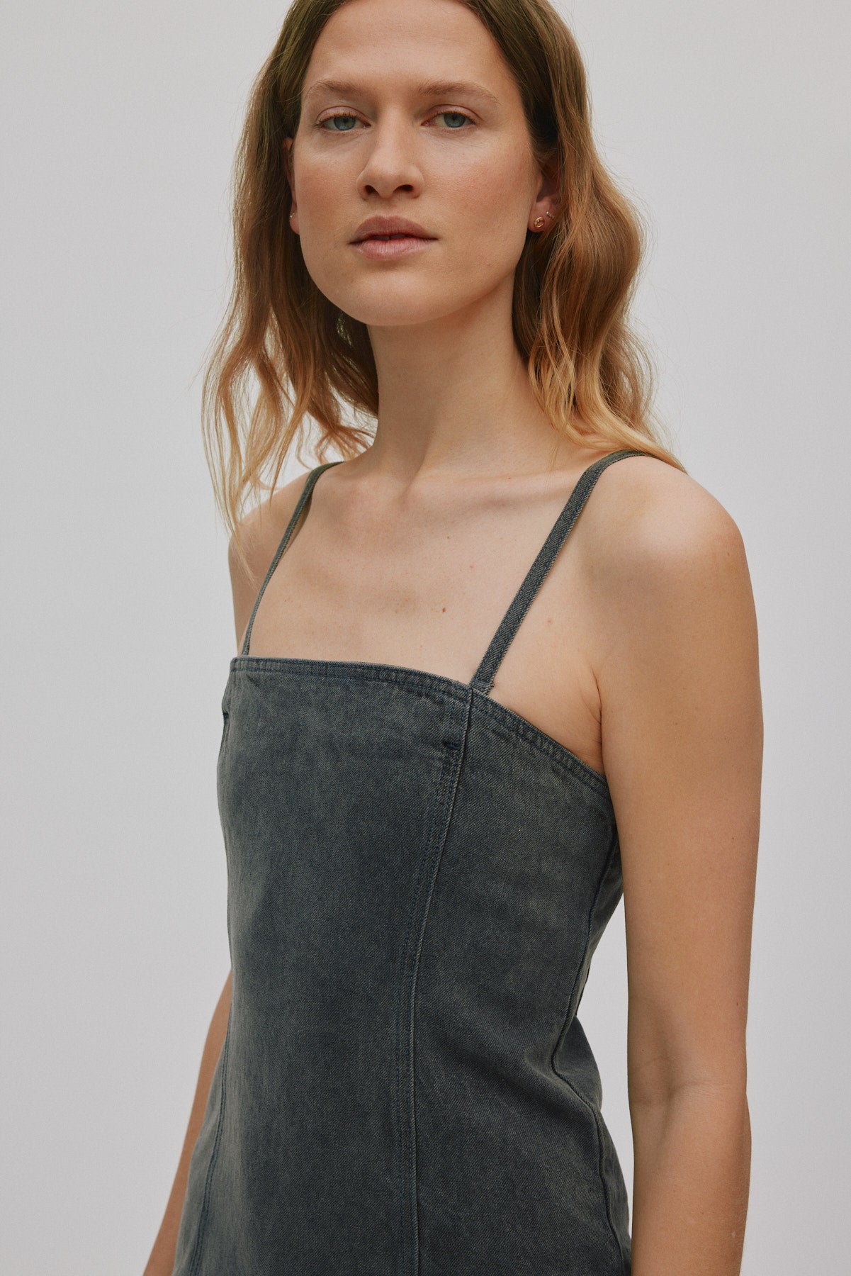 Anizette - Grey denim fitted dress I Washed grey